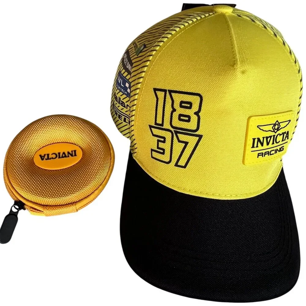 Invicta Single Watch Travel Case AND Invicta Racing Men's Hat Yellow  Brand New